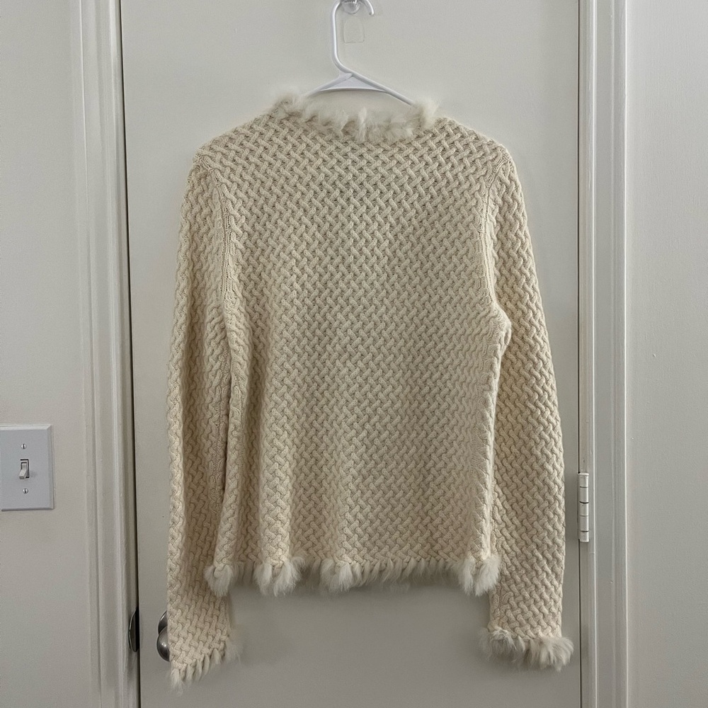 Jones New York Signature cream wool and angora trim cardigan, size medium! - Picture 4 of 7